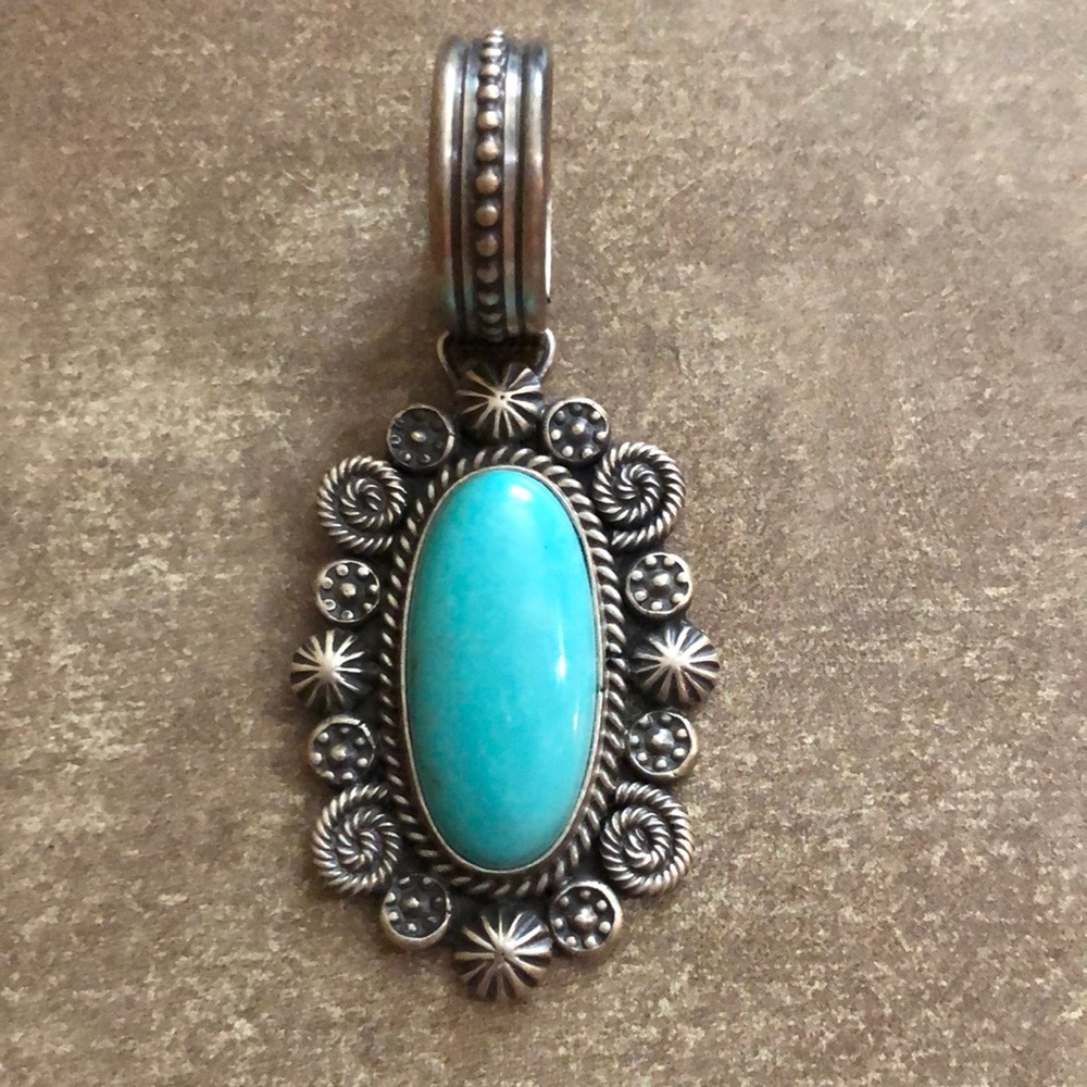 Campitos turquoise sterling .925 pendant. M and R Calladitto stamp.  Brand new.